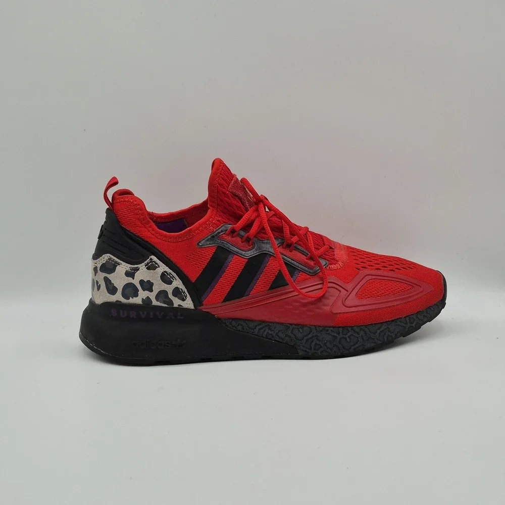 Adidas ZX 2K Boost Shoes Mens Size 10 Red Animal Print Low Top Sneakers FZ5414
